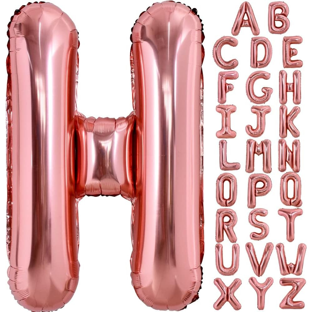 Balon Folie Metalizata Litera H, Vivimall, 100 cm, Umflati cu Heliu sau Aer, Ambalaj Individual, Pai inclus, Rose Gold - vivimall.ro