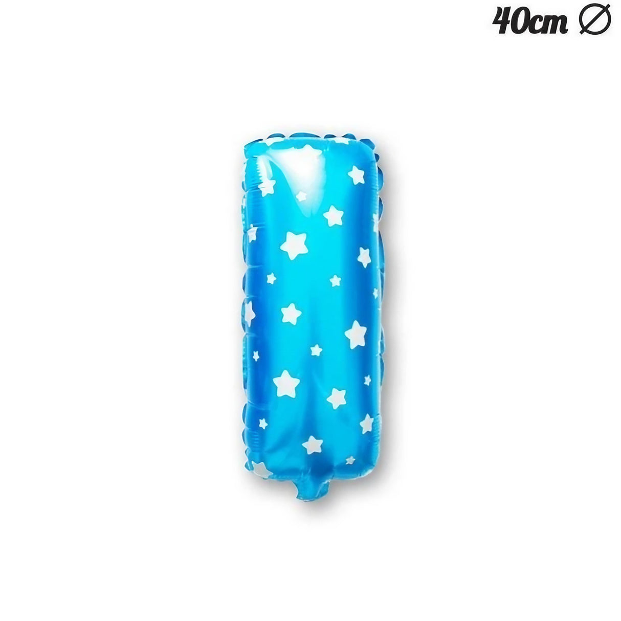 Balon Folie Metalizata Litera I, Vivimall, 40 cm, Cu Imprimeu Stelute, Umflati cu Heliu sau Aer, Ambalaj Individual, Pai inclus, Albastru - vivimall.ro