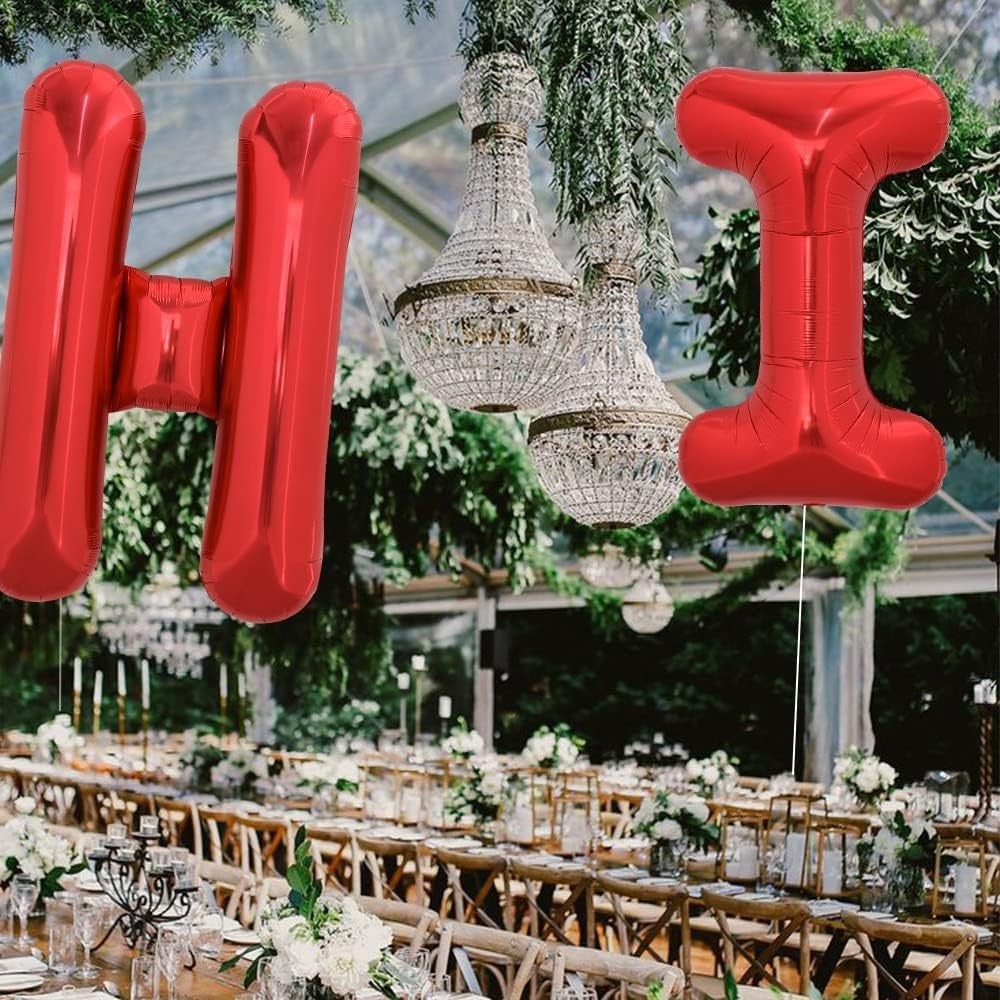 Balon Folie Metalizata Litera I, Vivimall, 40 cm, Umflati cu Heliu sau Aer, Ambalaj Individual, Pai inclus, Rosu - vivimall.ro