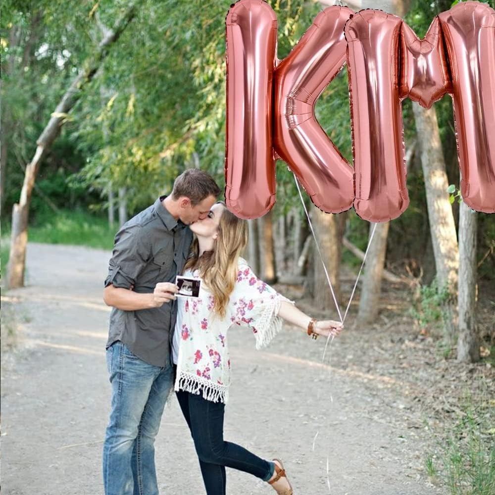 Balon Folie Metalizata Litera K, Vivimall, 80 cm, Umflati cu Heliu sau Aer, Ambalaj Individual, Pai inclus, Rose Gold - vivimall.ro