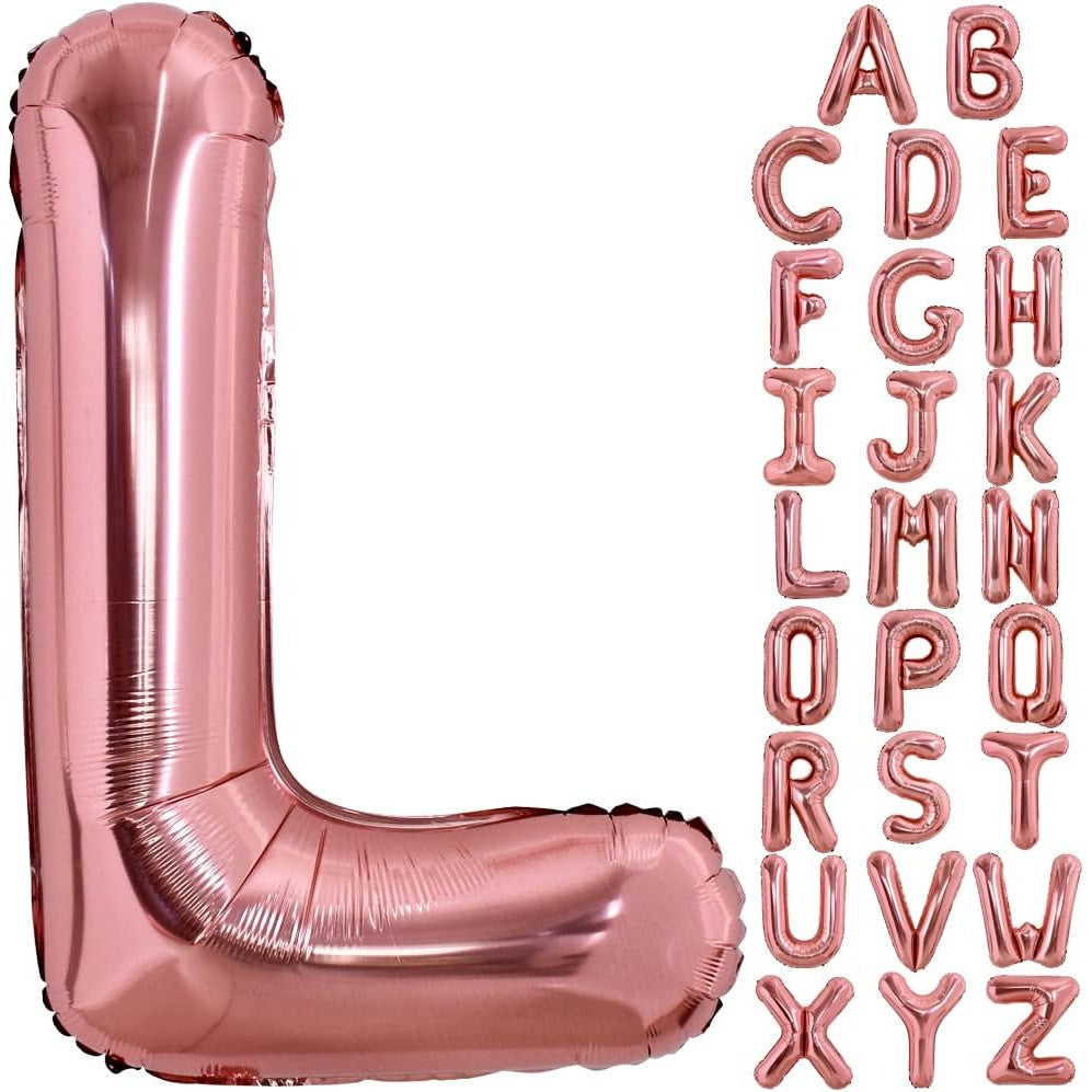 Balon Folie Metalizata Litera L, Vivimall, 80 cm, Umflati cu Heliu sau Aer, Ambalaj Individual, Pai inclus, Rose Gold - vivimall.ro