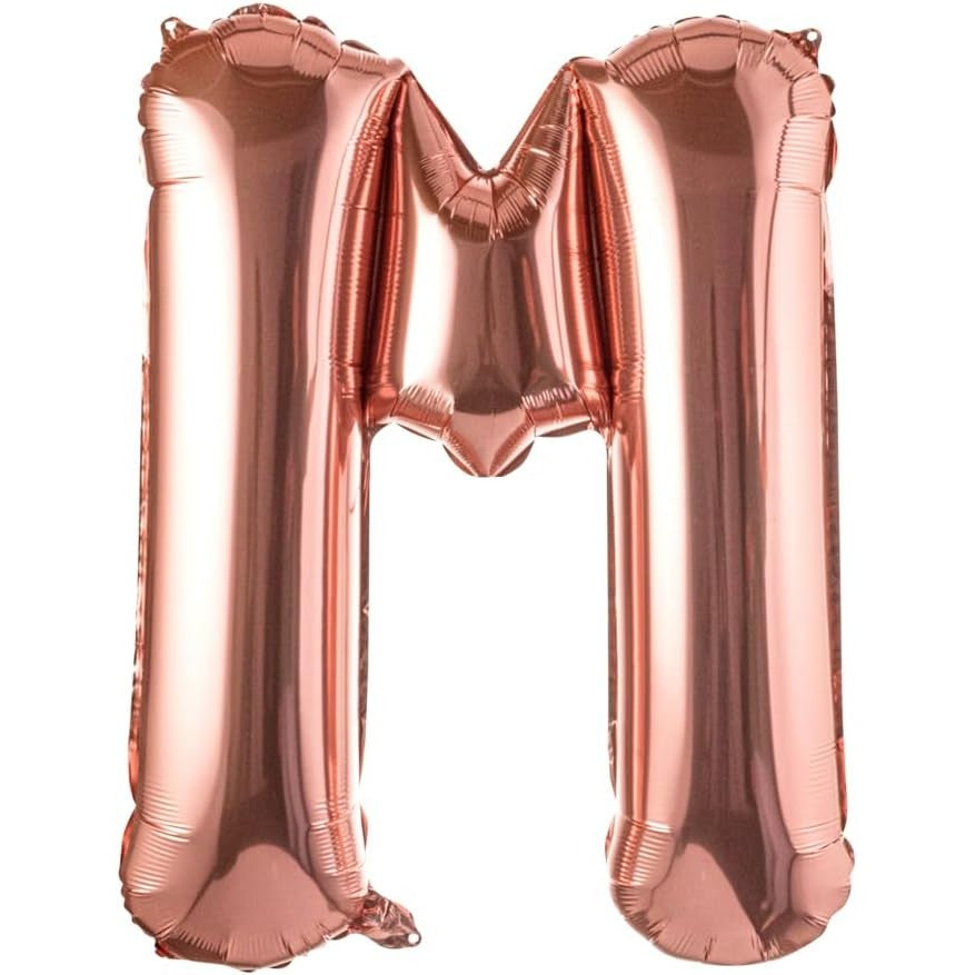 Balon Folie Metalizata Litera M, Vivimall, 80 cm, Umflati cu Heliu sau Aer, Ambalaj Individual, Pai inclus, Rose Gold - vivimall.ro