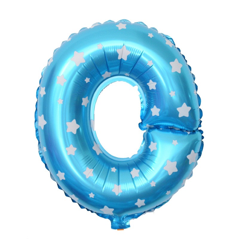 Balon Folie Metalizata Litera O, Vivimall, 40 cm, Cu Imprimeu Stelute, Umflati cu Heliu sau Aer, Ambalaj Individual, Pai inclus, Albastru - vivimall.ro