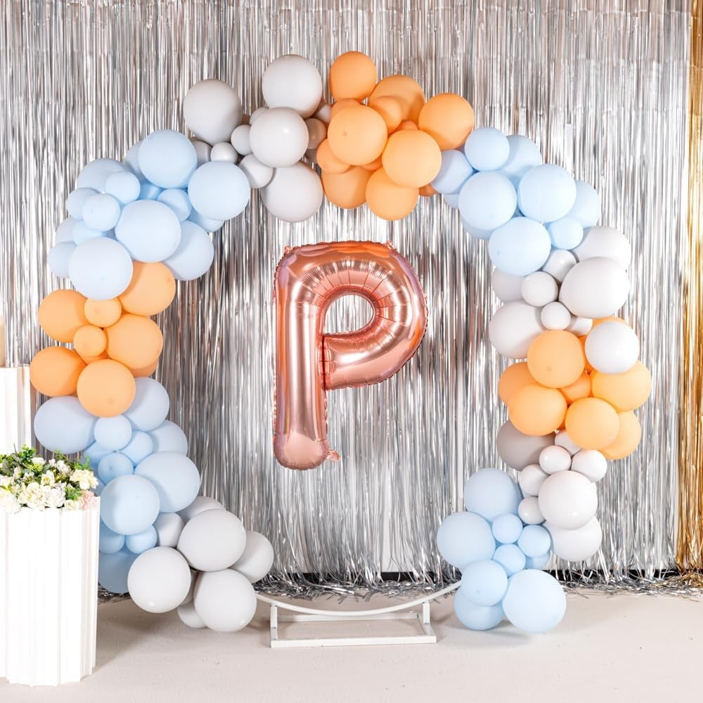 Balon Folie Metalizata Litera P, Vivimall, 80 cm, Umflati cu Heliu sau Aer, Ambalaj Individual, Pai inclus, Rose Gold - vivimall.ro