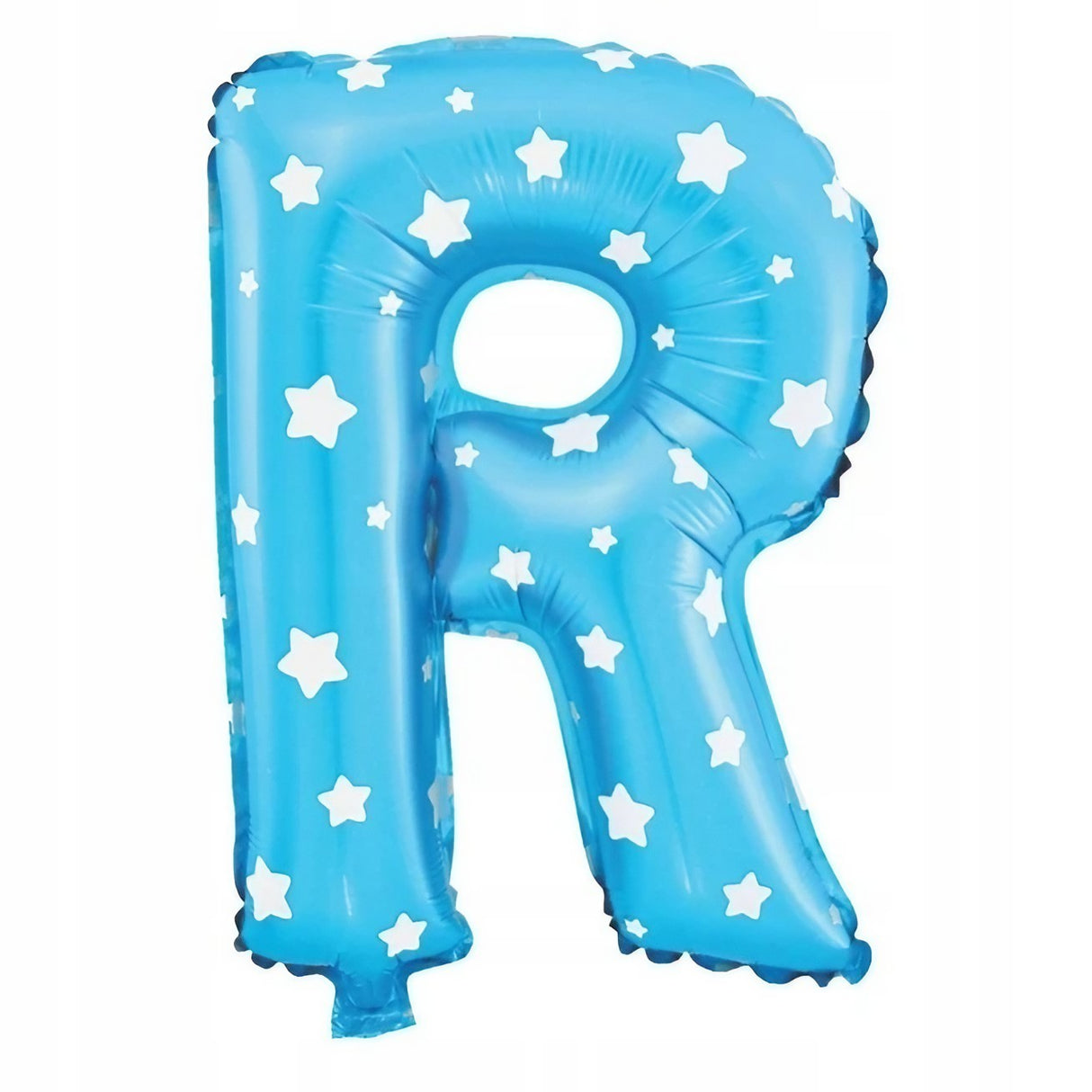Balon Folie Metalizata Litera R, Vivimall, 40 cm, Cu Imprimeu Stelute, Umflati cu Heliu sau Aer, Ambalaj Individual, Pai inclus, Albastru - vivimall.ro
