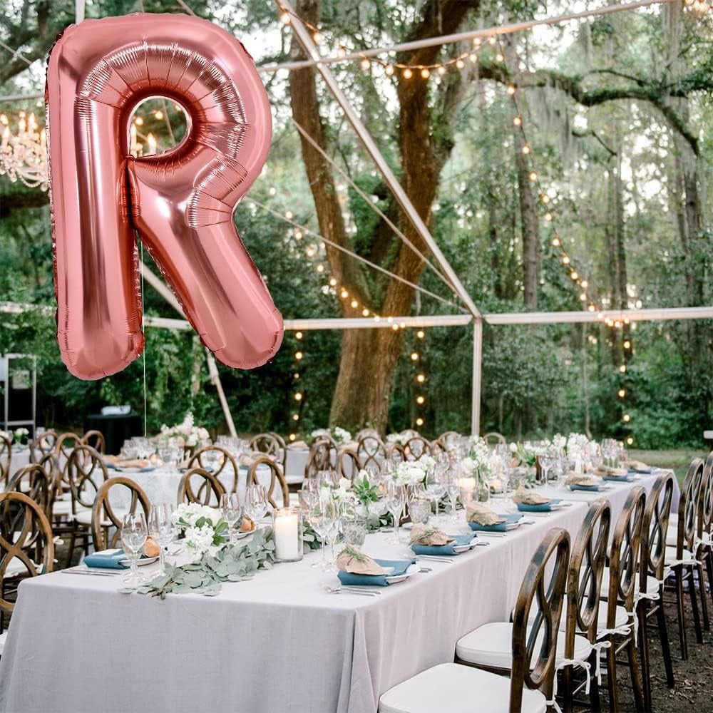 Balon Folie Metalizata Litera R, Vivimall, 80 cm, Umflati cu Heliu sau Aer, Ambalaj Individual, Pai inclus, Rose Gold - vivimall.ro