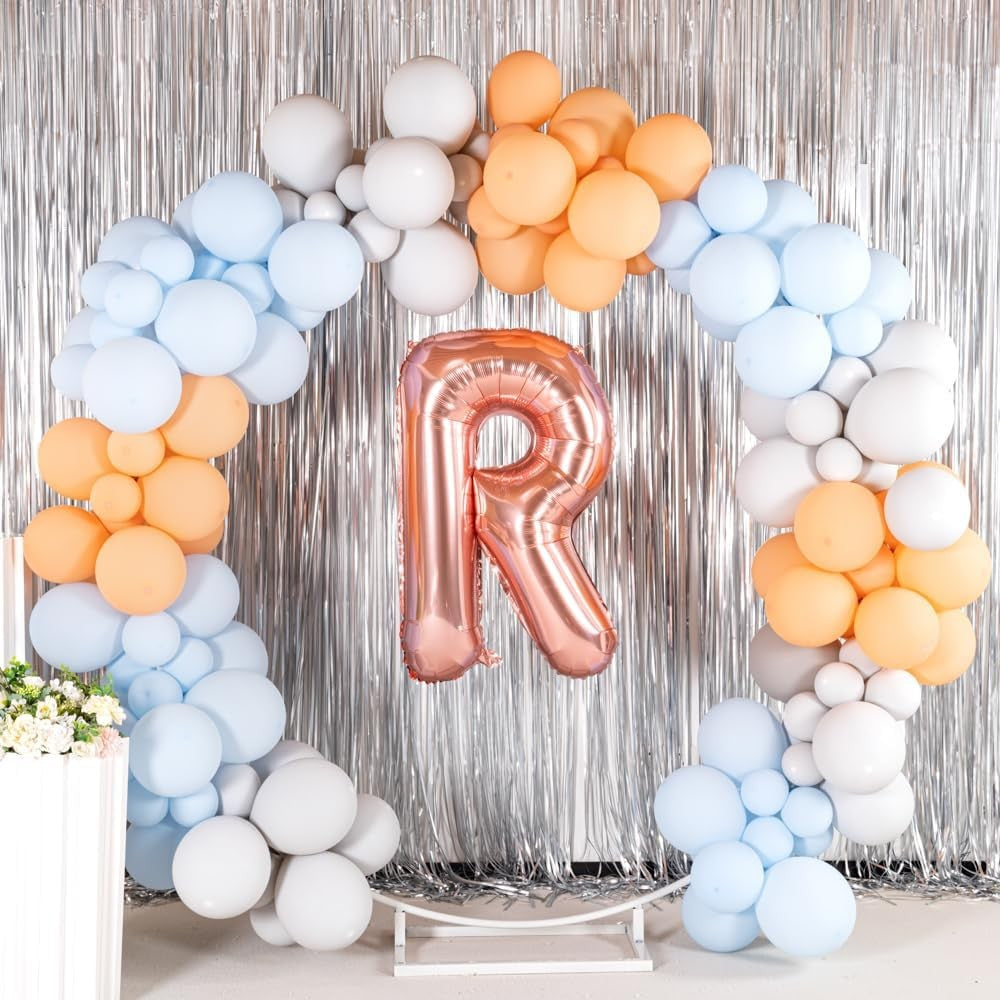 Balon Folie Metalizata Litera R, Vivimall, 80 cm, Umflati cu Heliu sau Aer, Ambalaj Individual, Pai inclus, Rose Gold - vivimall.ro