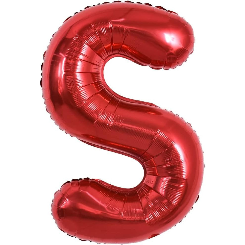 Balon Folie Metalizata Litera S, Vivimall, 40 cm, Umflati cu Heliu sau Aer, Ambalaj Individual, Pai inclus, Rosu - vivimall.ro