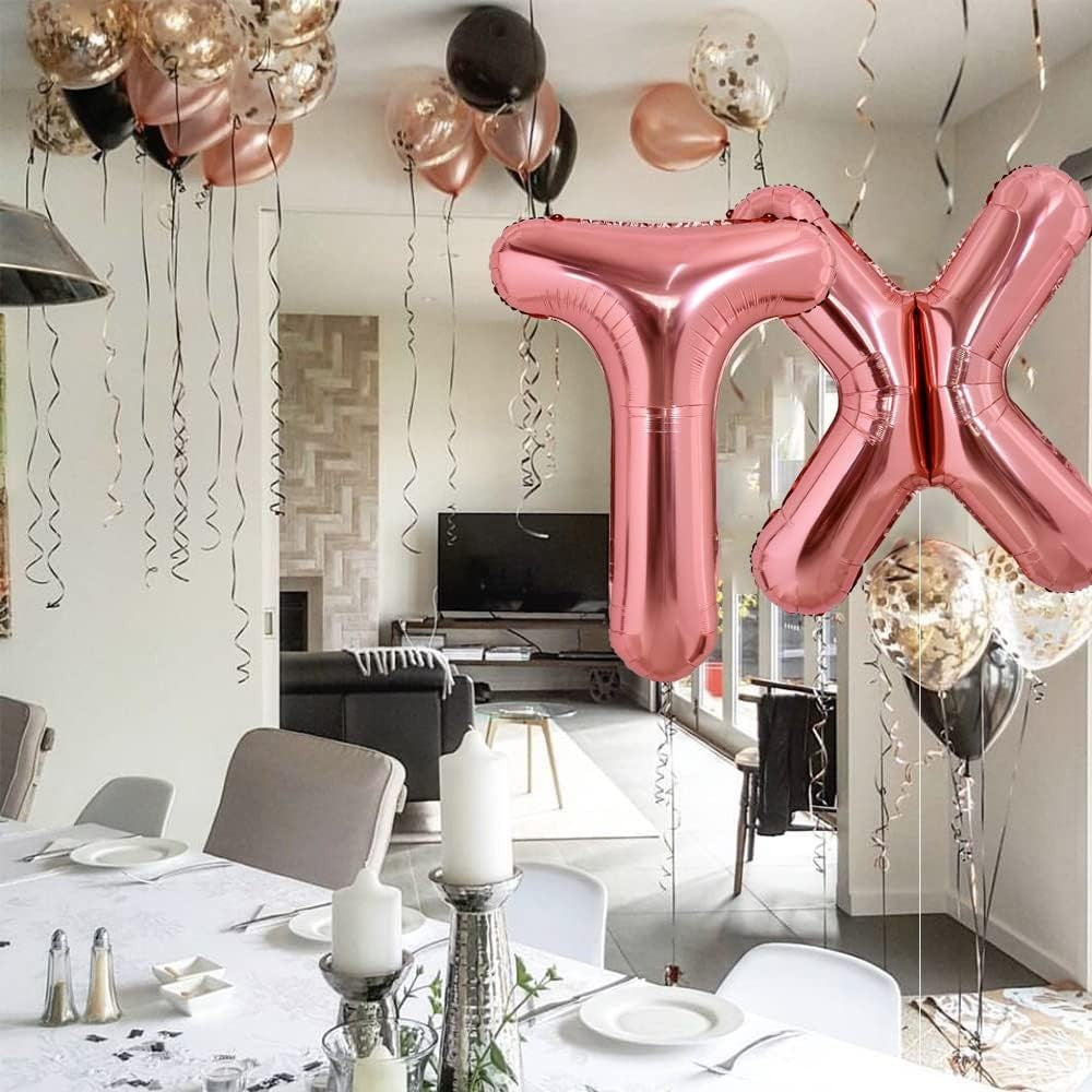 Balon Folie Metalizata Litera T, Vivimall, 80 cm, Umflati cu Heliu sau Aer, Ambalaj Individual, Pai inclus, Rose Gold - vivimall.ro