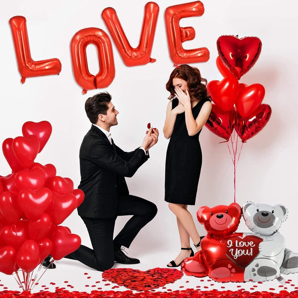 Balon Folie Metalizata Litera V, Vivimall, 40 cm, Umflati cu Heliu sau Aer, Ambalaj Individual, Pai inclus, Rosu - vivimall.ro