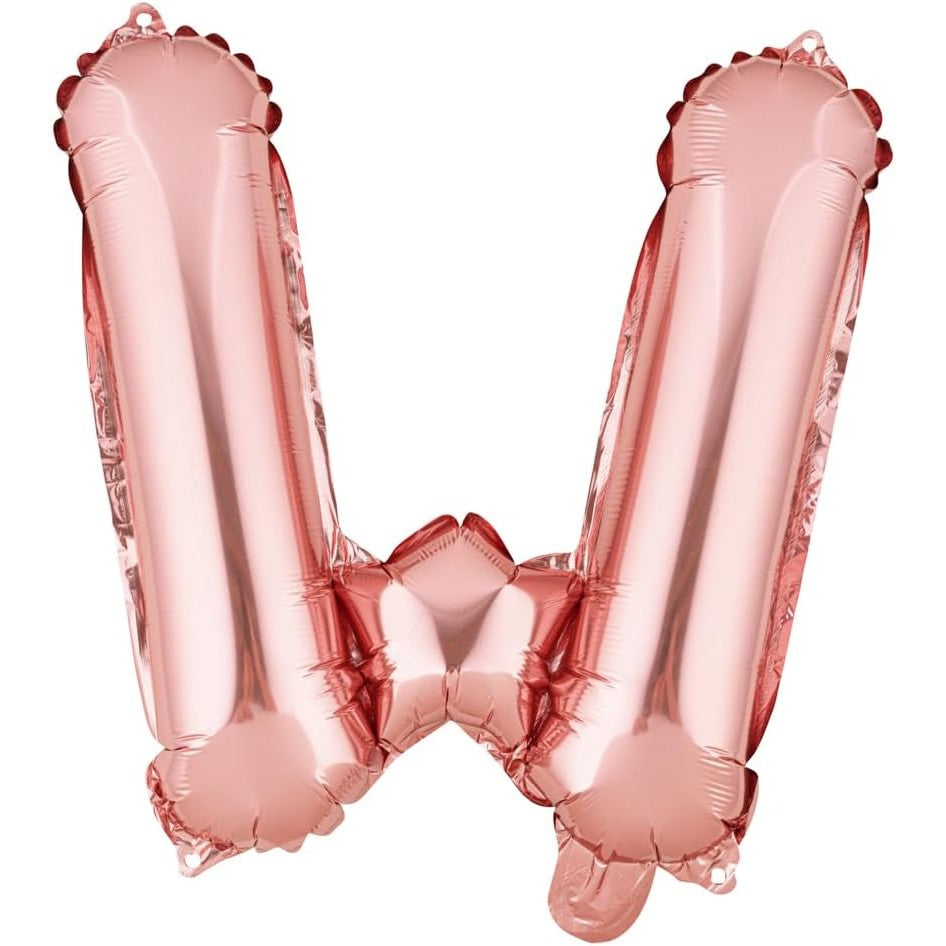 Balon Folie Metalizata Litera W, Vivimall, 40 cm, Umflati cu Heliu sau Aer, Ambalaj Individual, Pai inclus, Rose Gold - vivimall.ro