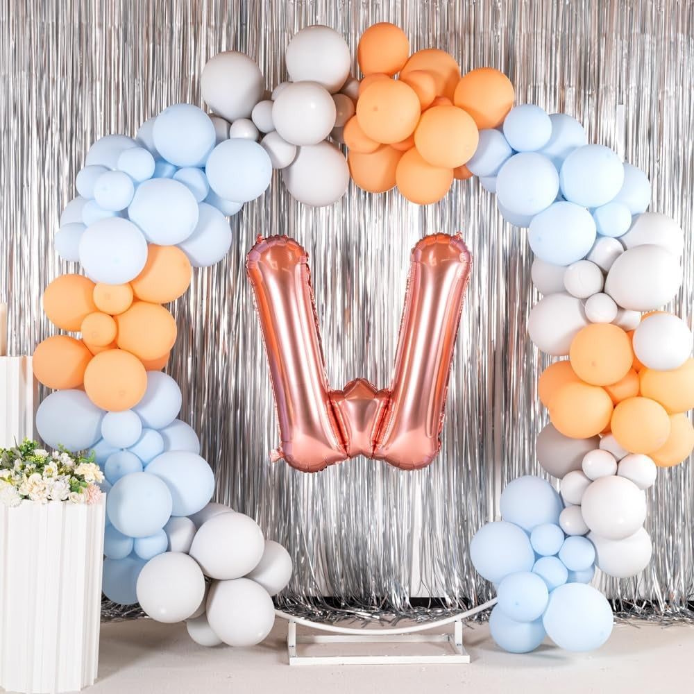 Balon Folie Metalizata Litera W, Vivimall, 80 cm, Umflati cu Heliu sau Aer, Ambalaj Individual, Pai inclus, Rose Gold - vivimall.ro