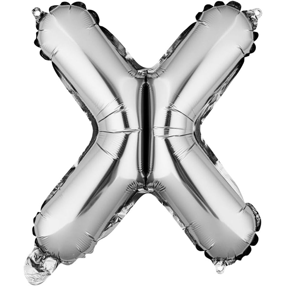 Balon Folie Metalizata Litera X, Vivimall, 80 cm, Umflati cu Heliu sau Aer, Ambalaj Individual, Pai inclus, Argintiu - vivimall.ro