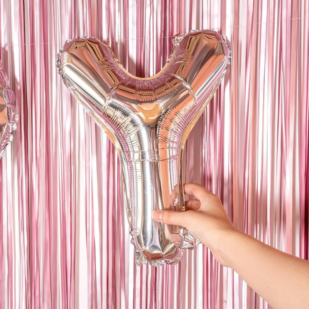 Balon Folie Metalizata Litera Y, Vivimall, 80 cm, Umflati cu Heliu sau Aer, Ambalaj Individual, Pai inclus, Argintiu - vivimall.ro