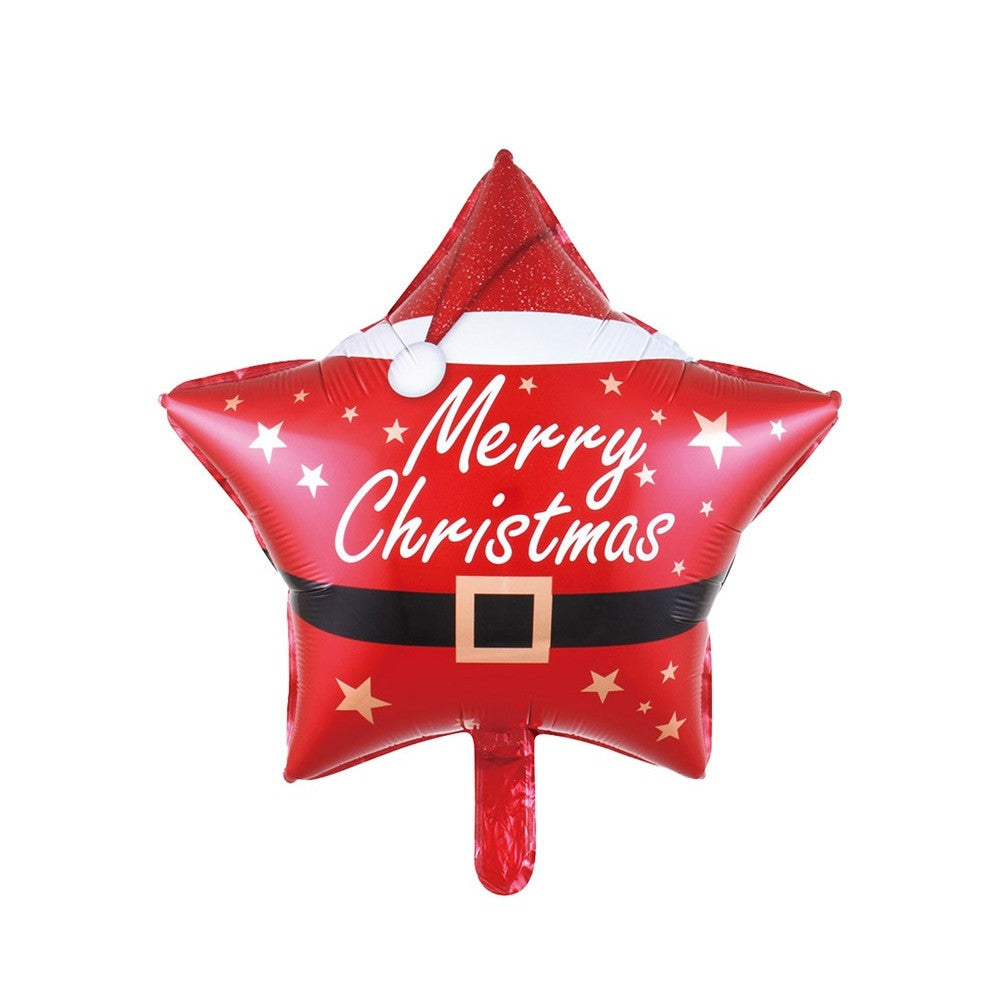 Balon Stea, Flippy, din Folie de Aluminiu, Tema Craciun Merry Christmas, 45 x 45 cm, Rosu - vivimall.ro