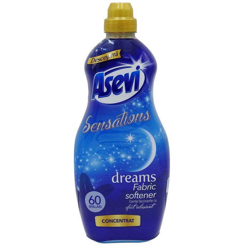 Balsam concentrat Asevi Dreams Suavizante 1.44 L pentru rufe, 60 spălări, flacon alb-roz vedere frontală
