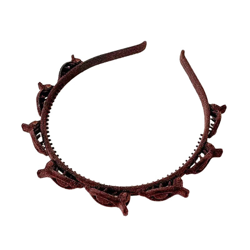 Bentita de Par pentru Femei, Vivimall, Agrafa Stil Coreean, Accesoriu pentru Par cu Textura MultiStrat, 13 x 11.5 cm, Coffee - vivimall.ro