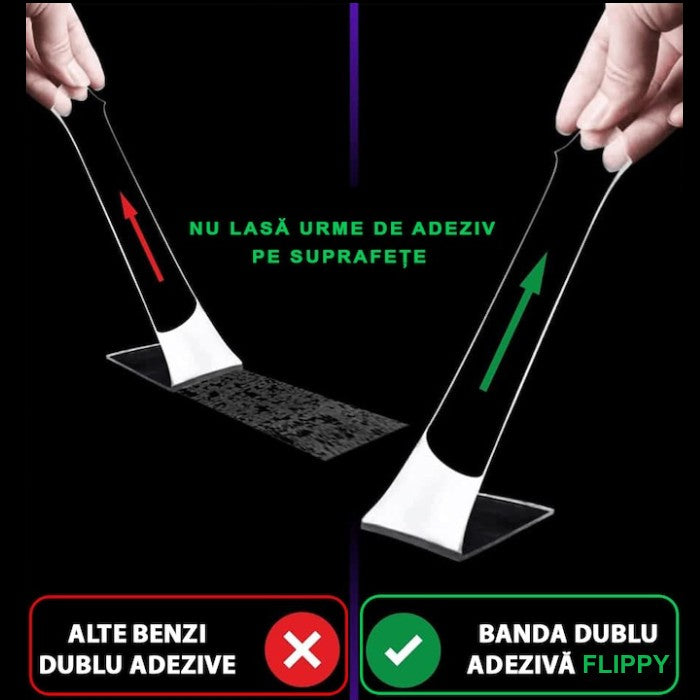 Banda Dublu Adeziva, Vivimall, Transparenta, Rezistenta la Apa, Reutilizabila, Tehnologie Nano, 50mm x 1mm x 5m, Fara Urme - vivimall.ro