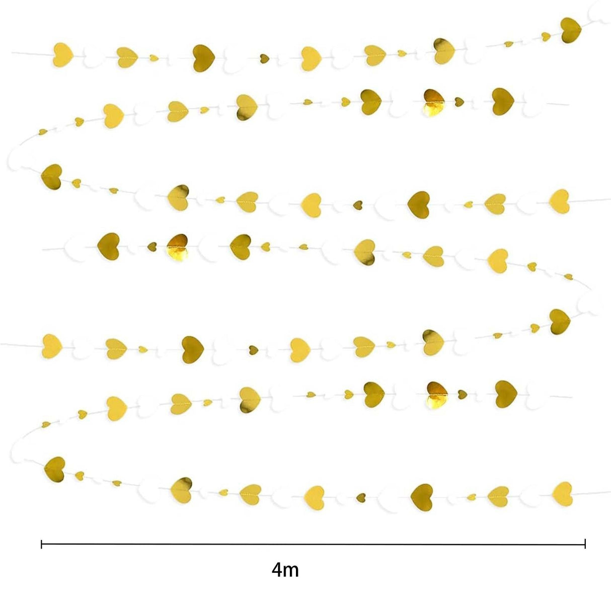 Banner cu Inimioare, Vivimall, Tip Franjuri, 4 m, Rola de Ata Inclusa, Auriu/Alb - vivimall.ro