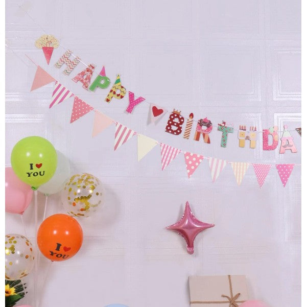 Banner Happy Birthday 100x200 cm, Vivimall, Rola de Ata Inclusa, Tematica Candy, Multicolor - vivimall.ro