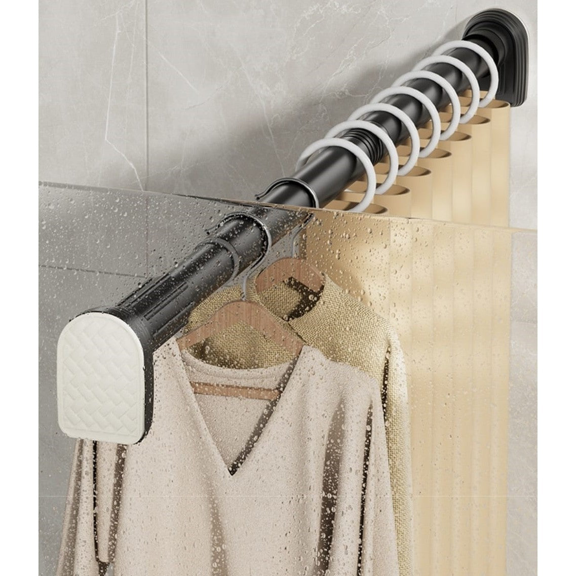 Bara Telescopica Multifunctionala, Vivimall, din Otel Inoxidabil si ABS, Utilizare Universala, Extensie 185 - 205 cm, Fara Perforare Perete, Gri - vivimall.ro