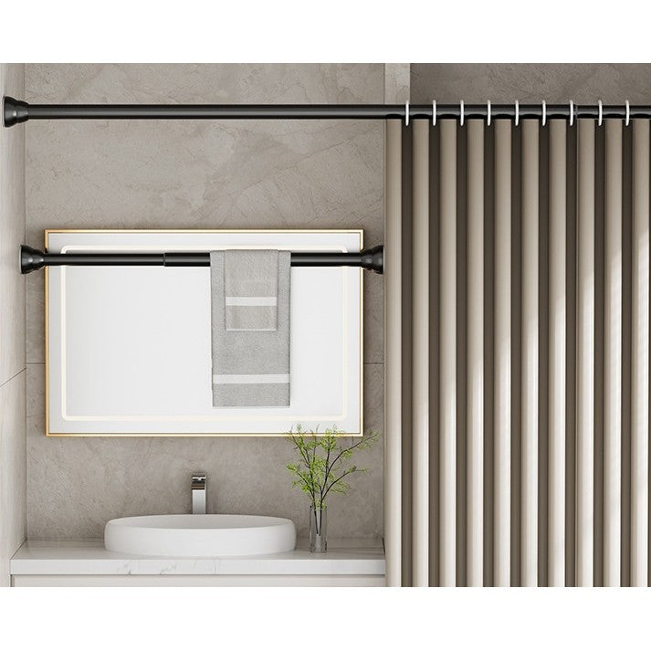 Bara Telescopica Multifunctionala, Vivimall, din Otel Inoxidabil, Utilizare Universala, Retractabila 107 - 195 cm, Fara Perforare Perete, Negru - vivimall.ro