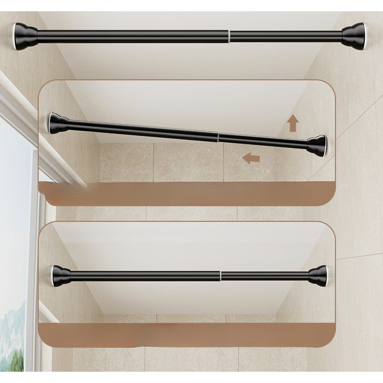 Bara Telescopica Multifunctionala, Vivimall, din Otel Inoxidabil, Utilizare Universala, Retractabila 107 - 195 cm, Fara Perforare Perete, Negru - vivimall.ro