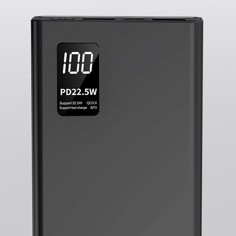 Baterie Externa Powerbank, Vivimall, Ultra-Subtire cu Ecran Digital, Compatibilitate Universala, TYPE-C si USB x2, 20000 mAh, Power Delivery 22.5W, 144x66x26 mm, Negru - vivimall.ro