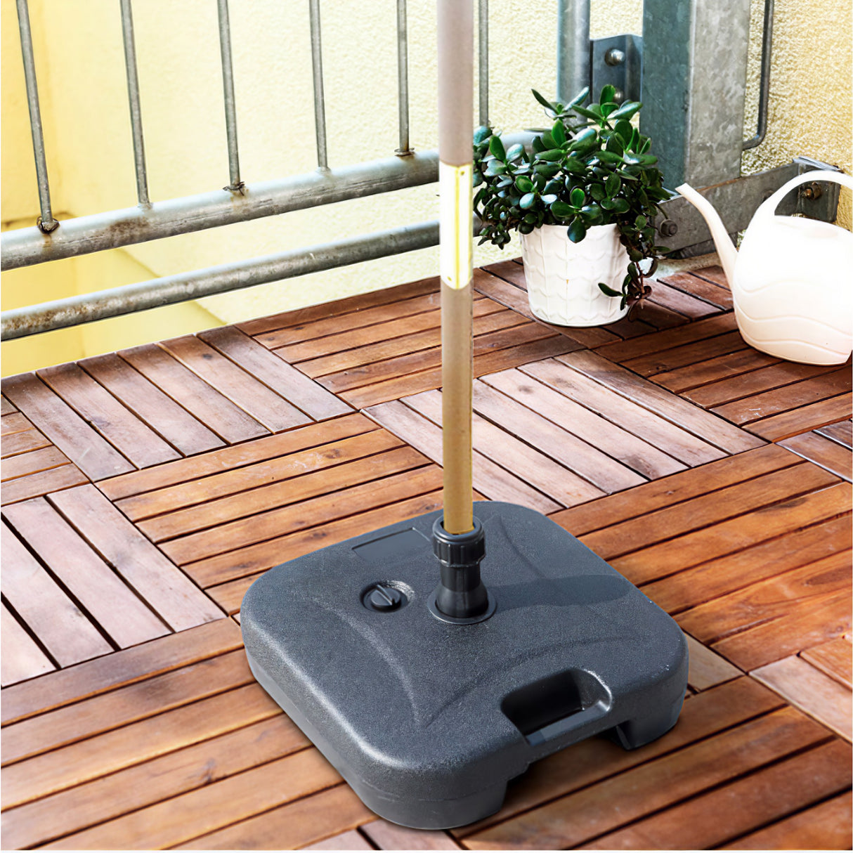 Baza umbrela din plastic, Vivimall, patrata, 22 litri, neagra - vivimall.ro