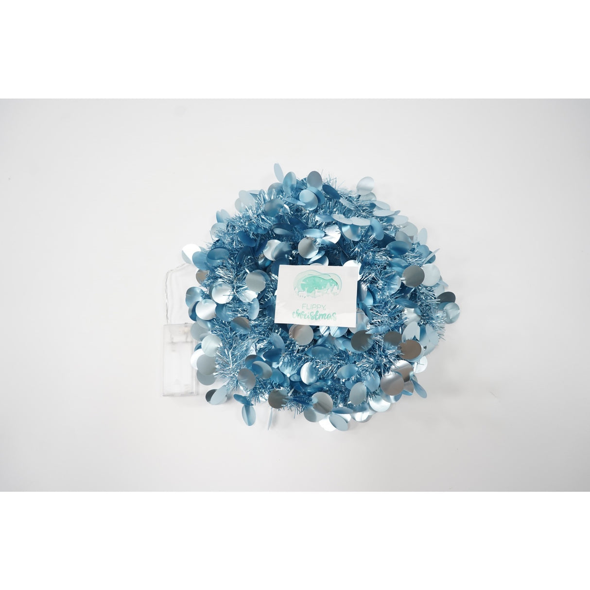 Beteala Craciun cu LED, Albastra, model cu paiete rotunde, 2 m x 5 cm, PVC, Sir, Artificiala, Vivimall - vivimall.ro