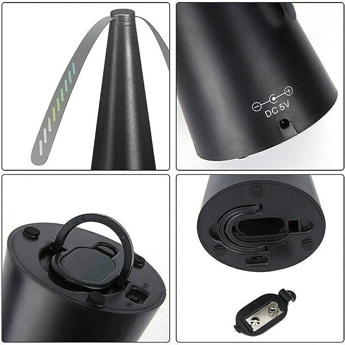 Slot baterii ventilator repelent muște exterior, detaliu compartiment alimentare, model compact negru