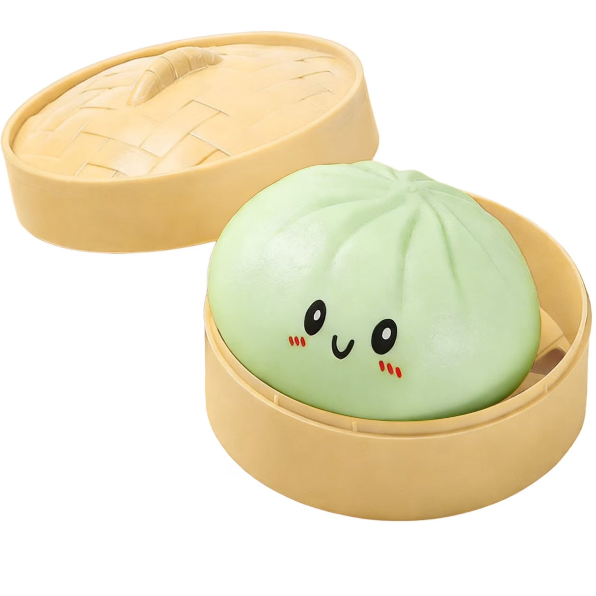 Jucarie Antistres, Flippy, Squishy Gigant,Model Galusca, Minge Interactiva, cu Revenire Lenta, Include Cosulet Steamer, 8.5 cm, Verde - vivimall.ro