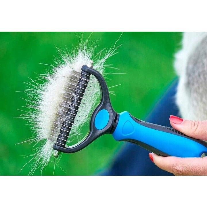 Pieptene pentru Părul de Animale, Vivimall, Dispozitiv de Îngrijire cu Două Fețe, Îndepărtarea părului, Albastru - vivimall.ro