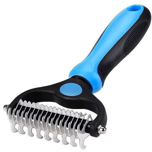 Pieptene pentru Părul de Animale, Vivimall, Dispozitiv de Îngrijire cu Două Fețe, Îndepărtarea părului, Albastru - vivimall.ro