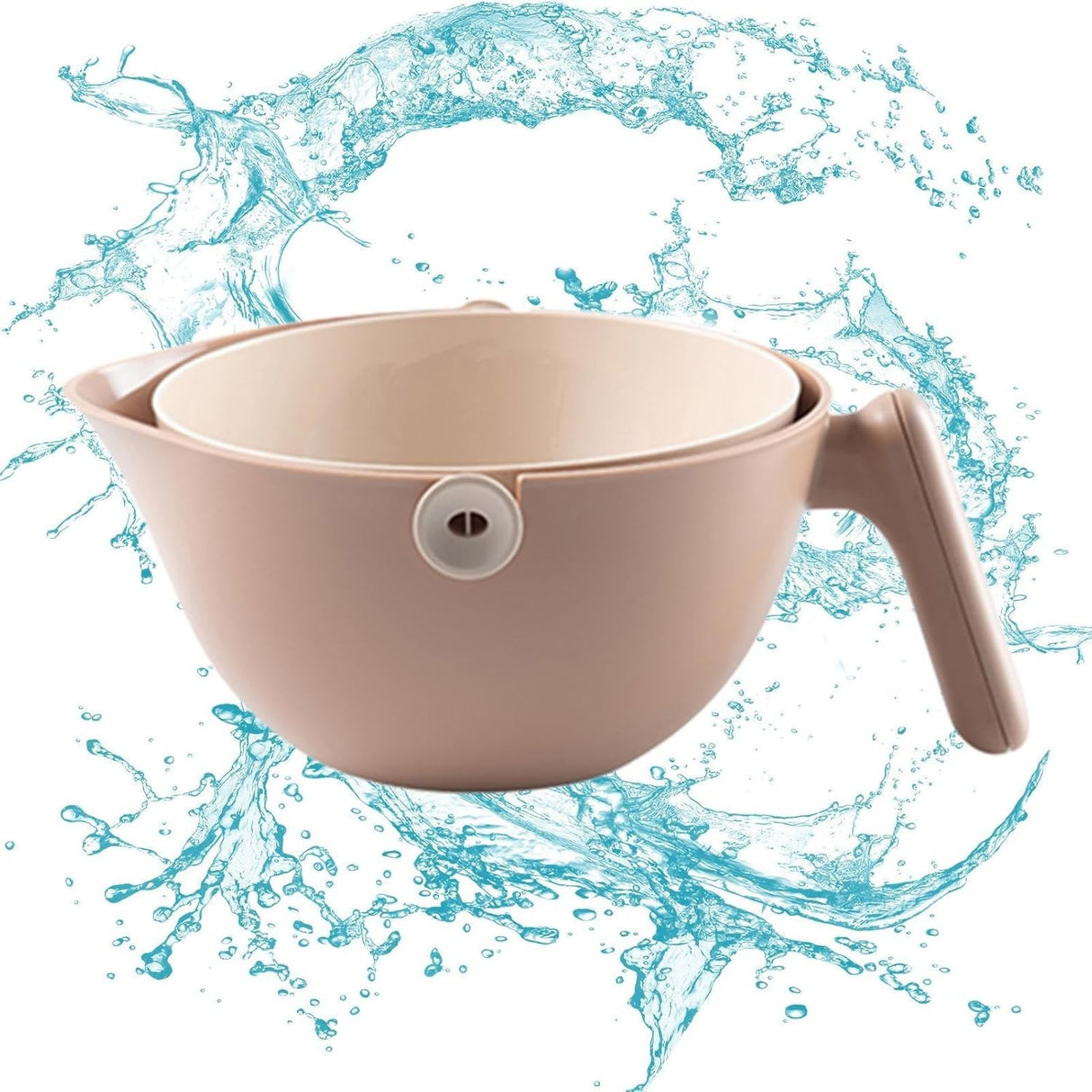 Bol cu Doua Straturi, Vivimall, pentru Fructe, Legume, cu Cos de Scurgere a Apei, 2L, din ABS+PP, 29.9 x 22.5 x 11.8 cm, Maro - vivimall.ro