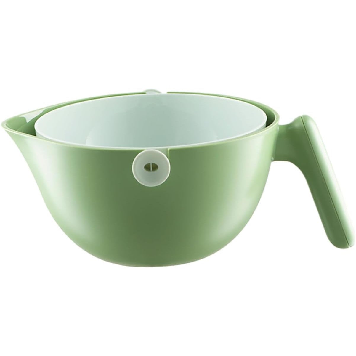 Bol cu Doua Straturi, Vivimall, pentru Fructe, Legume, cu Cos de Scurgere a Apei, 2L, din ABS+PP, 29.9 x 22.5 x 11.8 cm, Verde-Alb - vivimall.ro