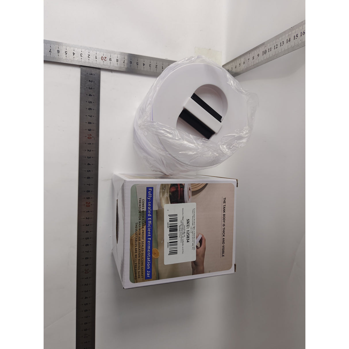 Borcan pentru Muraturi, Vivimall, cu Separator pentru Lichide, Ermetic, Termorezistent, Tip Clepsidra, 800 ml, ABS, Alb, 13x11 cm - vivimall.ro