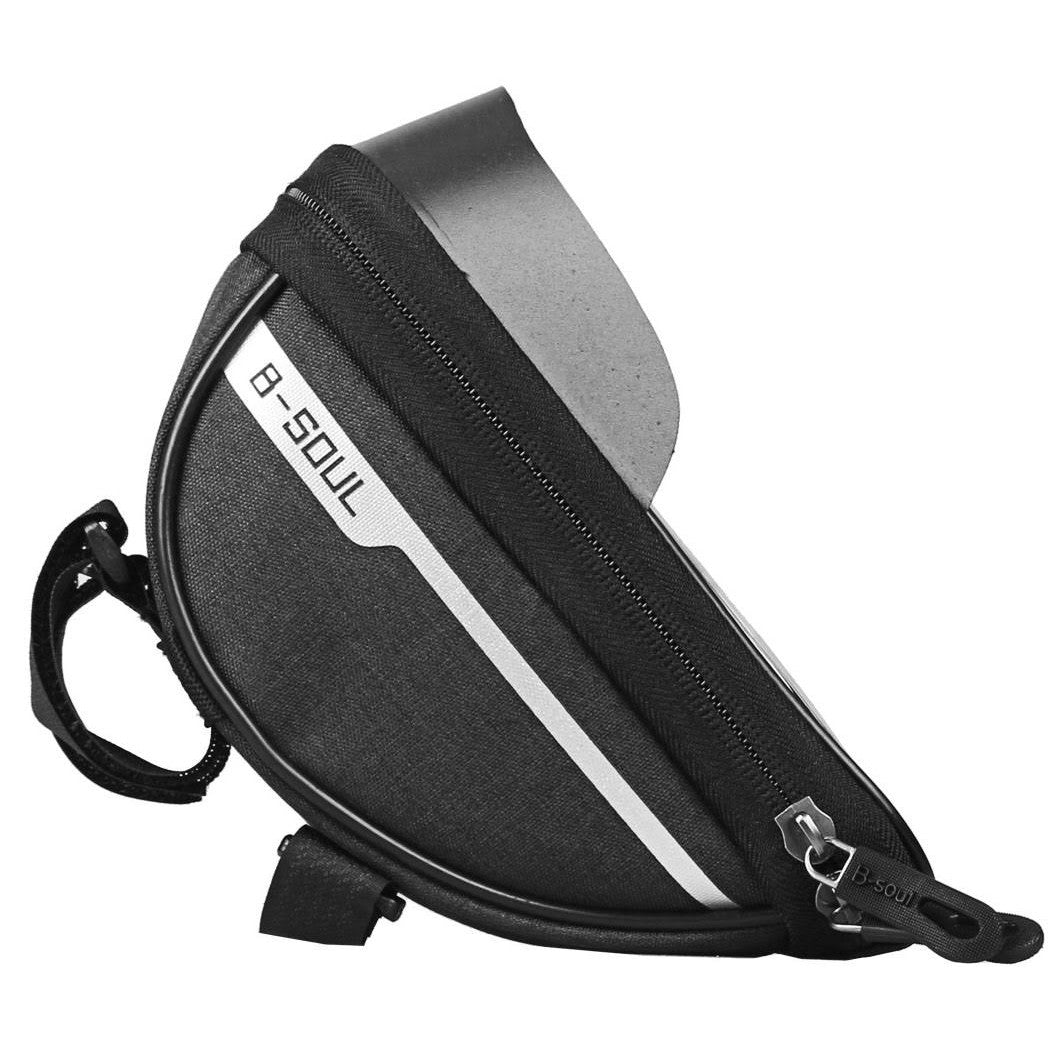 Borseta bicicleta impermeabila cu husa pentru telefon Flippy, montare pe ghidon, compatibila cu telefoane de pana la 16 cm, spatiu depozitare, 18.5x9.5 cm, negru - vivimall.ro