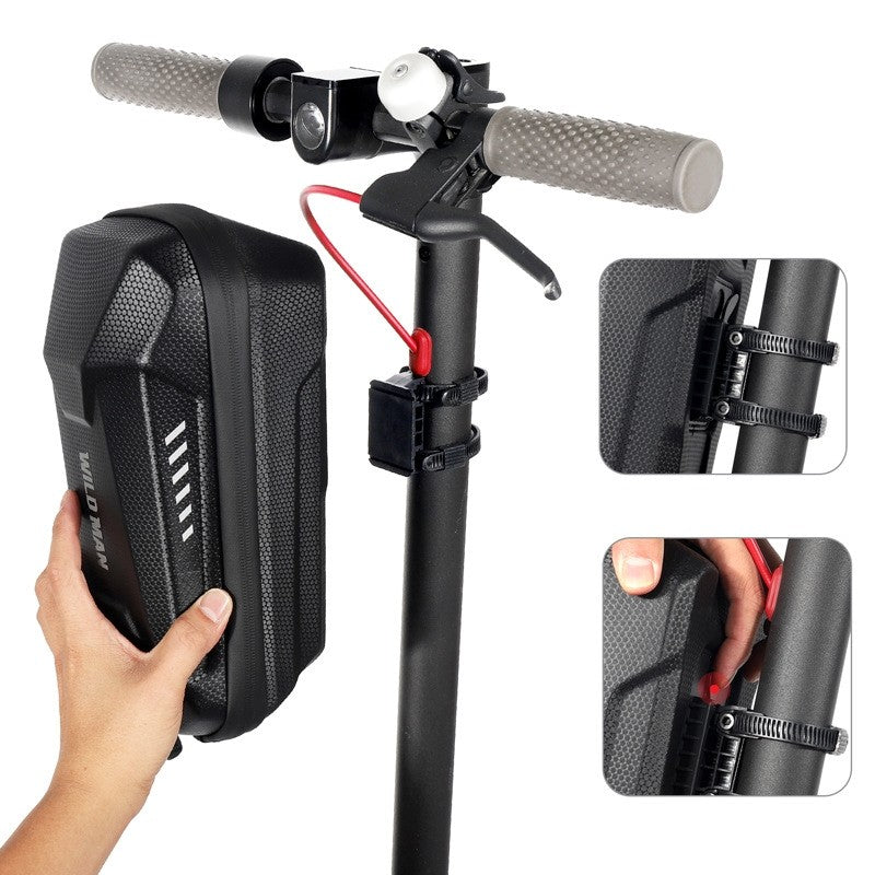 Borseta pentru bicicleta/trotineta Vivimall, spatiu de depozitare, antisoc, waterproof, cu fermoar, 3L, material carbon si plastic dur, pentru trotineta electrica scuter, bicicleta, negru - vivimall.ro