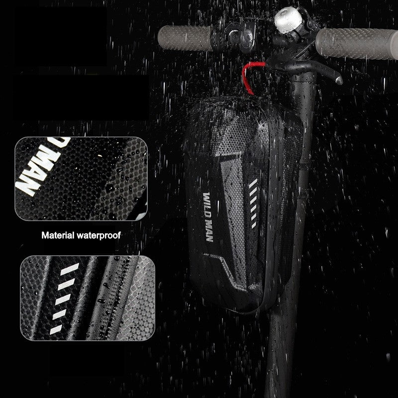 Borseta pentru bicicleta/trotineta Vivimall, spatiu de depozitare, antisoc, waterproof, cu fermoar, 3L, material carbon si plastic dur, pentru trotineta electrica scuter, bicicleta, negru - vivimall.ro
