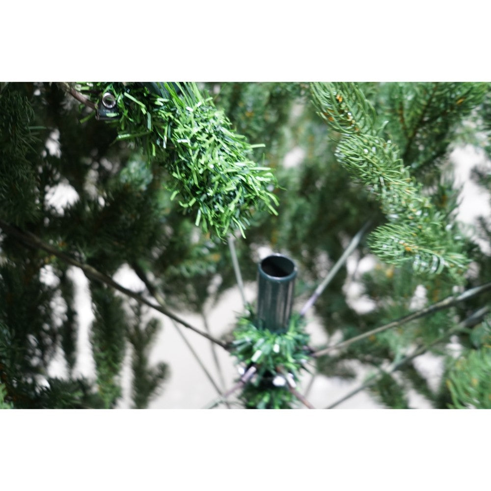 Brad artificial de Craciun, clasic, pentru interior/exterior, inaltime 210 cm, diametru 138 cm, 858 ramuri, Vivimall, verde, suport metalic inclus - vivimall.ro