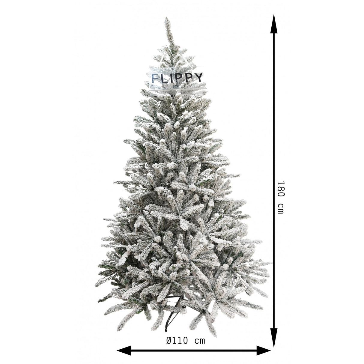 Brad Artificial de Craciun, Vivimall, 1.8 m inaltime, Verde, Pulverizat alb-tip zapada, Diametru inferior 110 cm, Interior/ Exterior - vivimall.ro