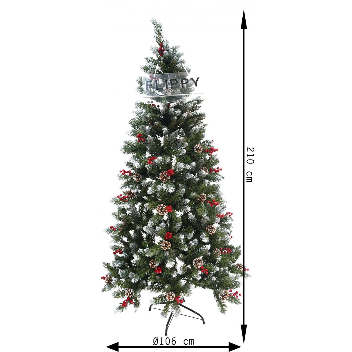 Brad Artificial de Craciun, Vivimall, Sectionat pentru Perete/ Colt, 2.10 m inaltime, Verde, Decorat, Diametru Inferior 106 cm, Interior/ Exterior - vivimall.ro