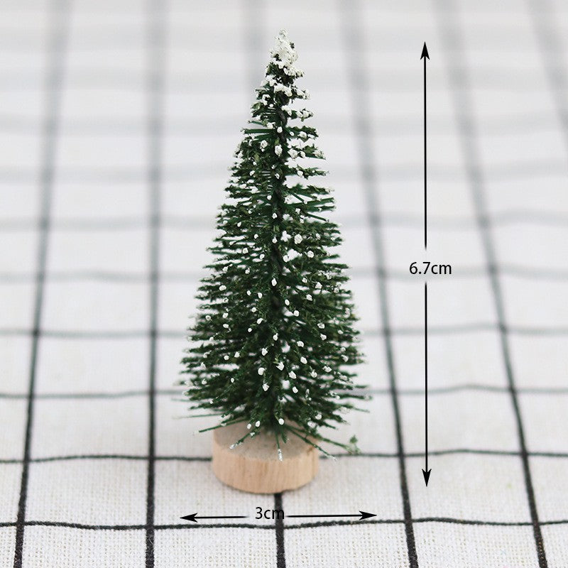 Brad artificial de craciun, ornament pentru masa, pe suport lemn, 20 cm inaltime, Verde inzapezit - vivimall.ro