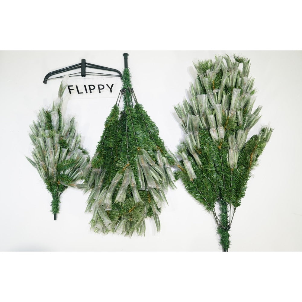 Brad artificial de Craciun tip pin, Bogat Premium, inaltime 240 cm, 1420 ramuri, Vivimall, verde, suport metalic inclus - vivimall.ro