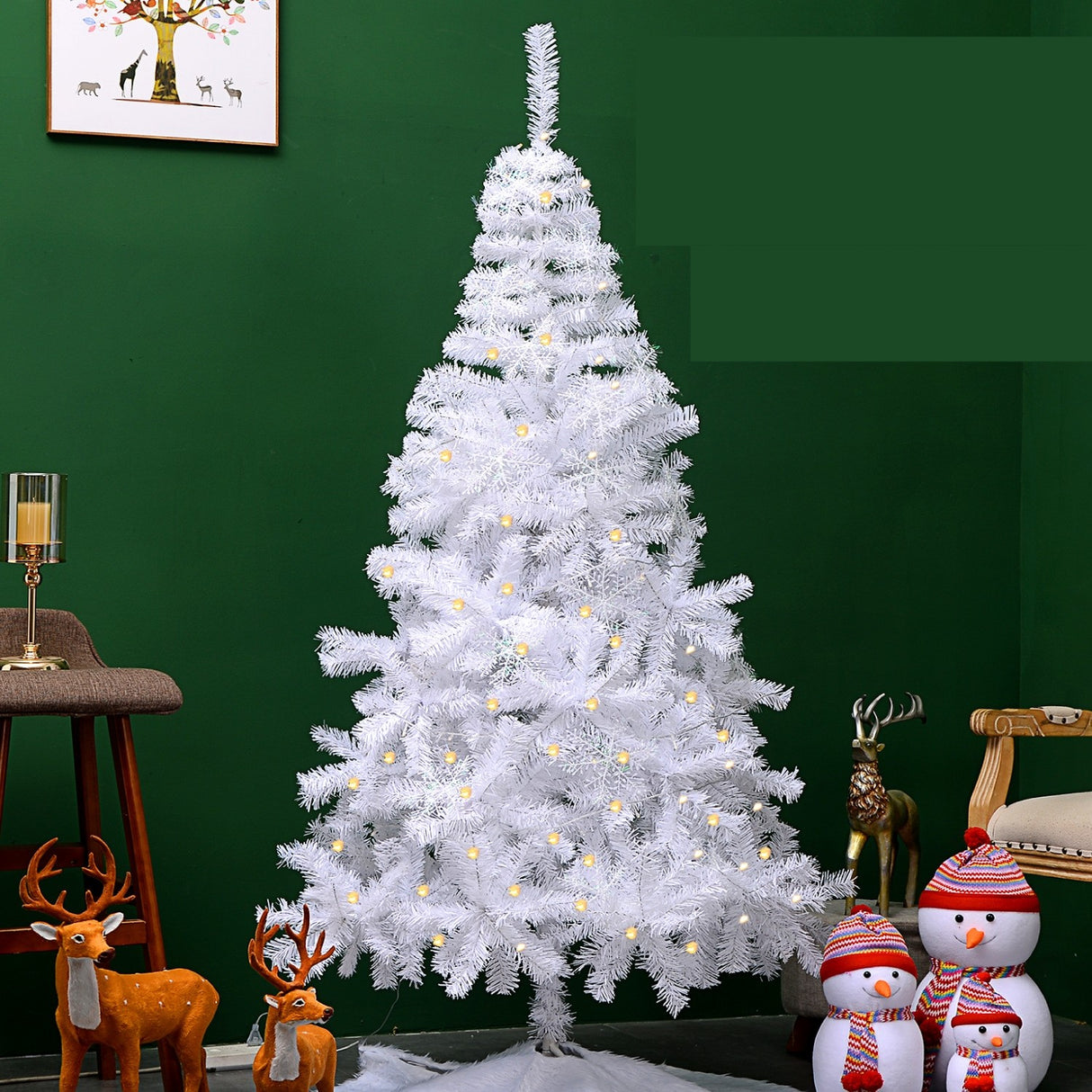 Brad de Craciun artificial cu suport inclus Vivimall, 180 cm, 600 ramuri/varfuri, material plastic, suport clasic, fara iluminare, utilizat pentru interior/exterior, alb - vivimall.ro