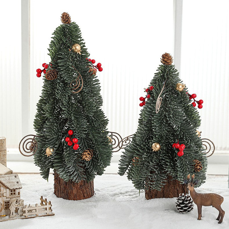 Decoratiune Craciun pentru Masa, Flippy, Ornament de Decor Model Brad de Craciun de Dimensiuni Mici, pentru Birou si Interior, din Plastic 30 x 15 x 15 cm, Verde - vivimall.ro