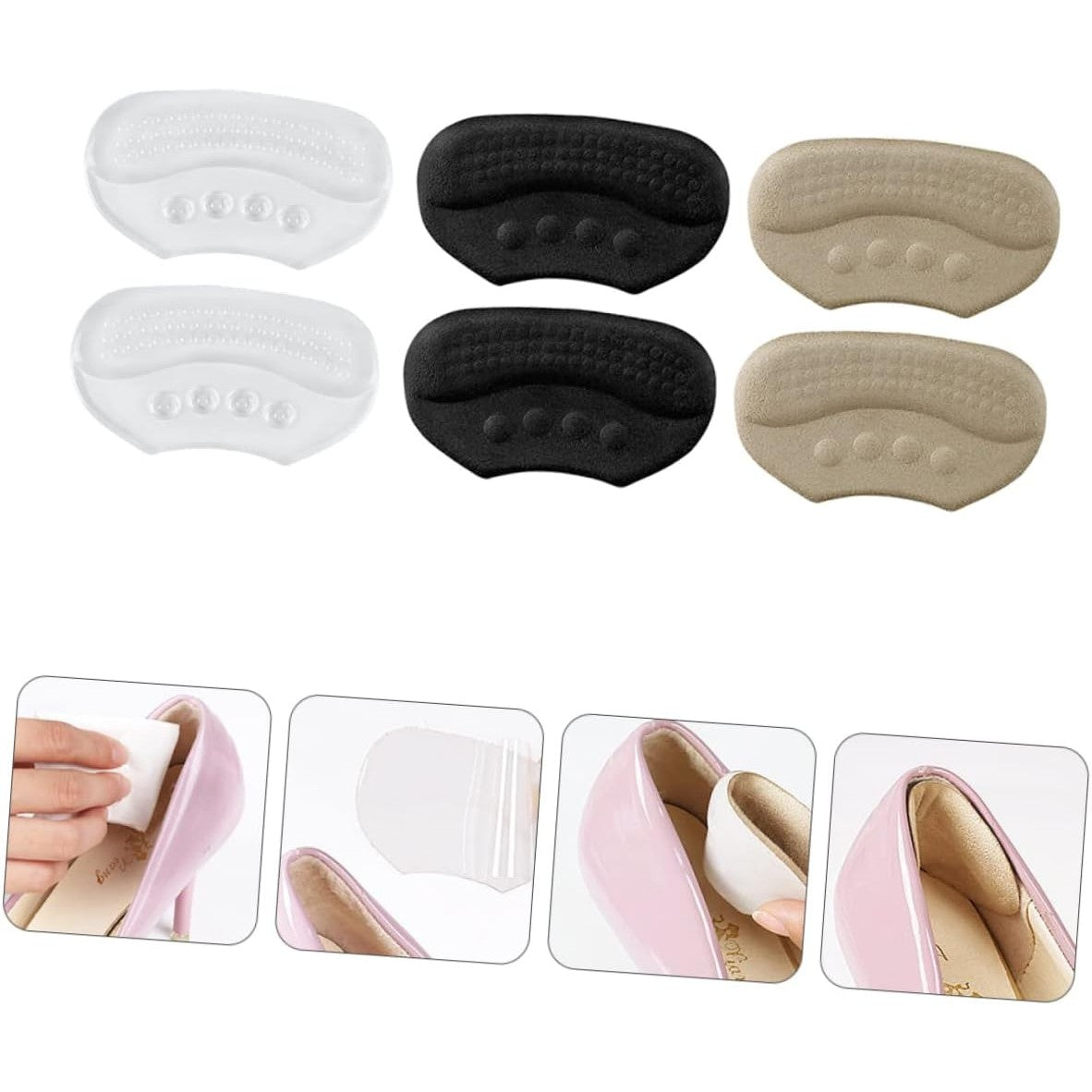 Branturi pentru Incaltaminte, Vivimall, din Spuma, Universal, Protectie Calcai, Reglare Numar, 6 mm Grosime, Adeziv, Negru - vivimall.ro