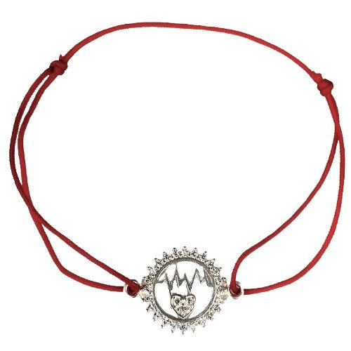 Bratara Snur Reglabil, Argint 925, Cerc Cu Puls Si Inima, 1.3 g, 2 cm x 1.5 cm - vivimall.ro