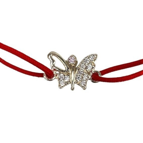 Bratara Snur Reglabil, Argint 925, Fluture Cu Pietre, Jolie Silver, 0.6 g, 1.5 cm x 1 cm - vivimall.ro